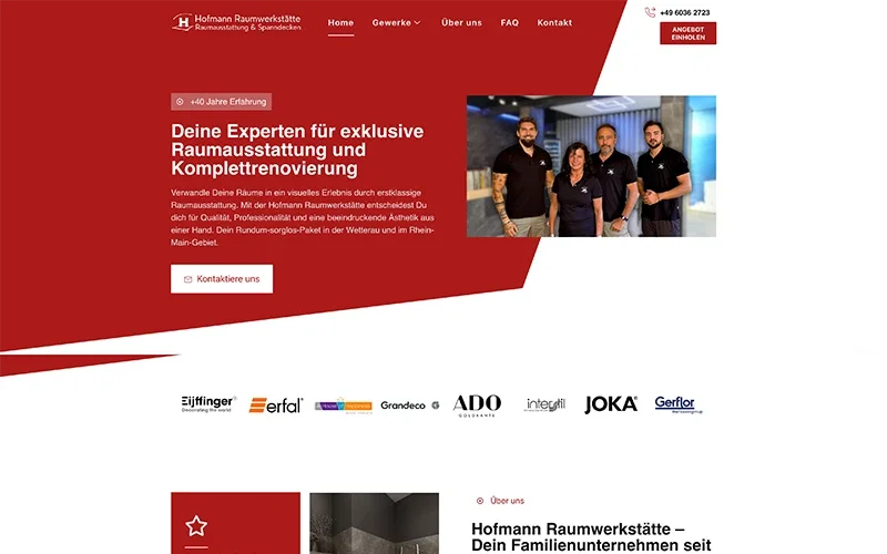 Neue Website von Hofmann Raum nach dem Relaunch durch RankingHub